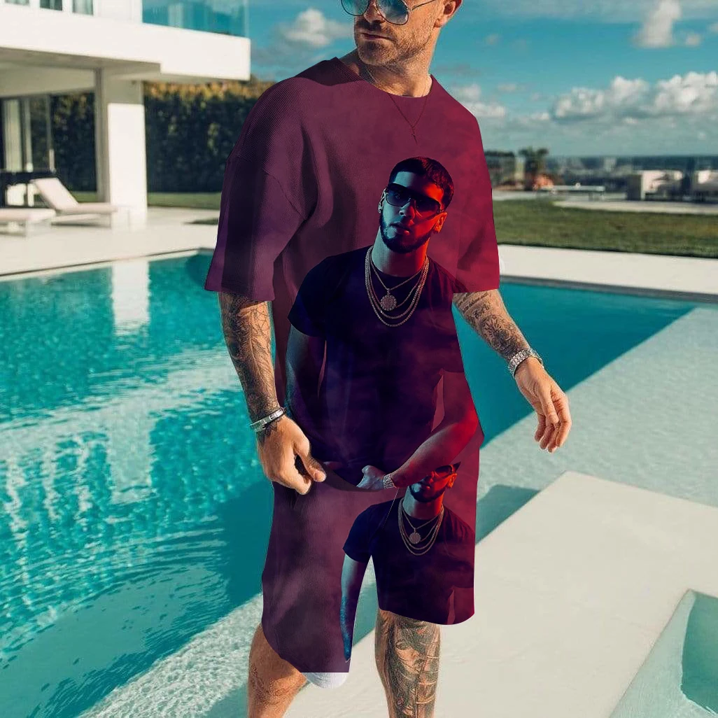 Mens 3D Print Fashion Tracksuit T Shirts Shorts Sportswear