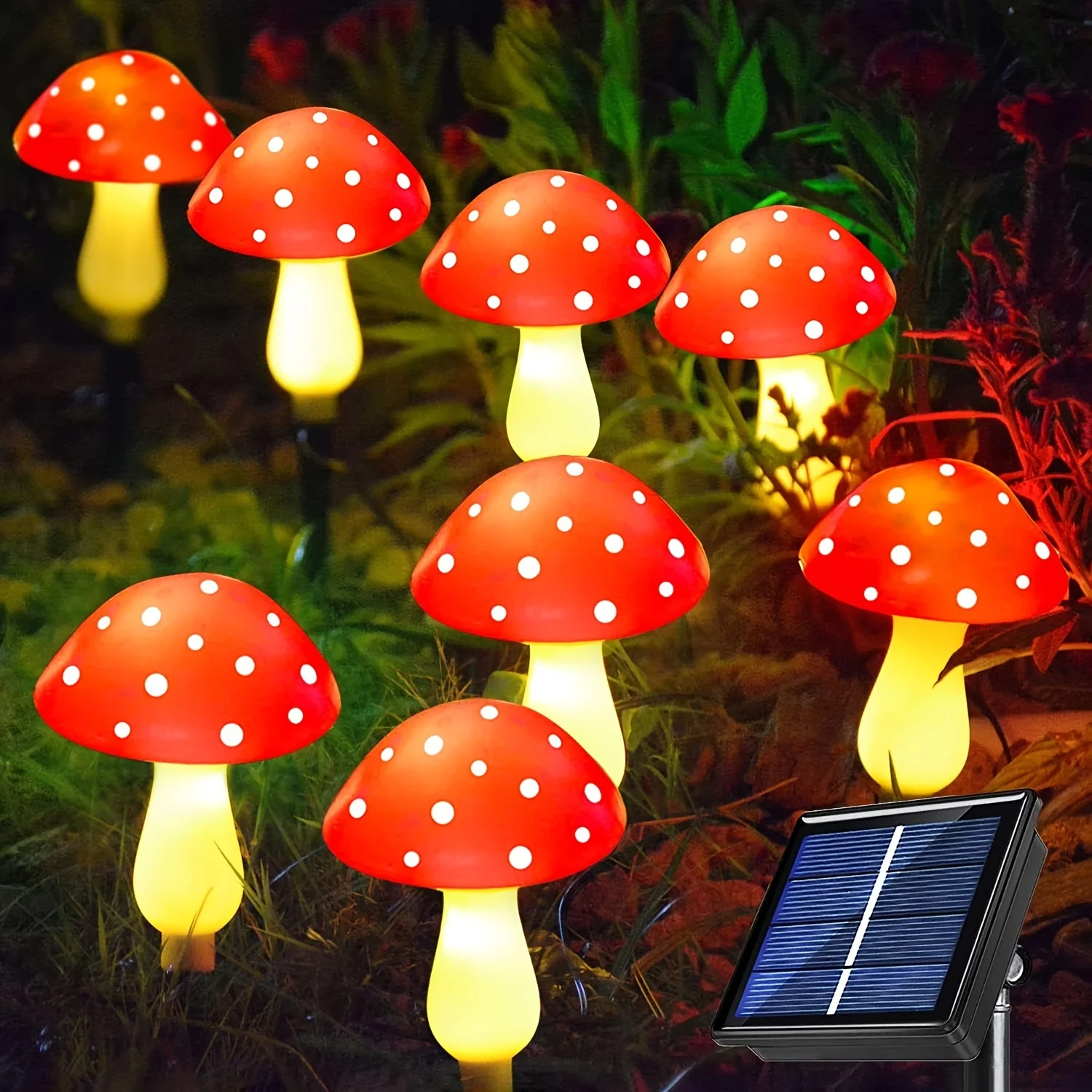 Solar Garden Lights Mushroom Outdoor Garden Decoration Waterproof 8 Modes Christmas Night Lights For Garden Pathway Lawn Landscap Decor