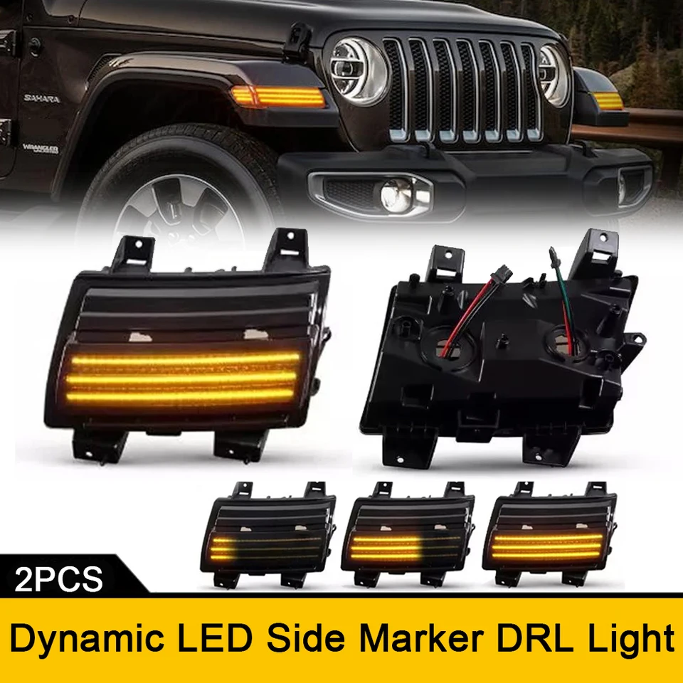 Archaic Headlights And Turn Signal Lights With DRL & Side Marker Lights Compatible For 2018-2025 Jeep Wrangler JL JLU Unlimited Gladiator JT,w/Sequential Turn Signal,Startup Animated DRL - View #8
