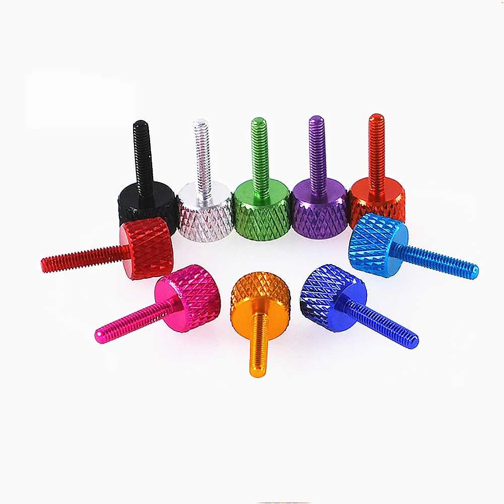 

M2 M2.5 M3 M3.5 M4 M5 M6 Aluminum Alloy Flat Head Knurled Hand Thumb Screw Cylinder Head Hand Tighten Knob Screw Anodized