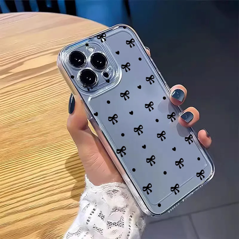 Chic Black Bowknot Minimalist Printed Phone Case Cover