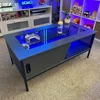 42 Inch LED Coffee Table with Storage Glass Coffee Tables for Living Room with Sliding Doors, Black Living Room Center Table 6