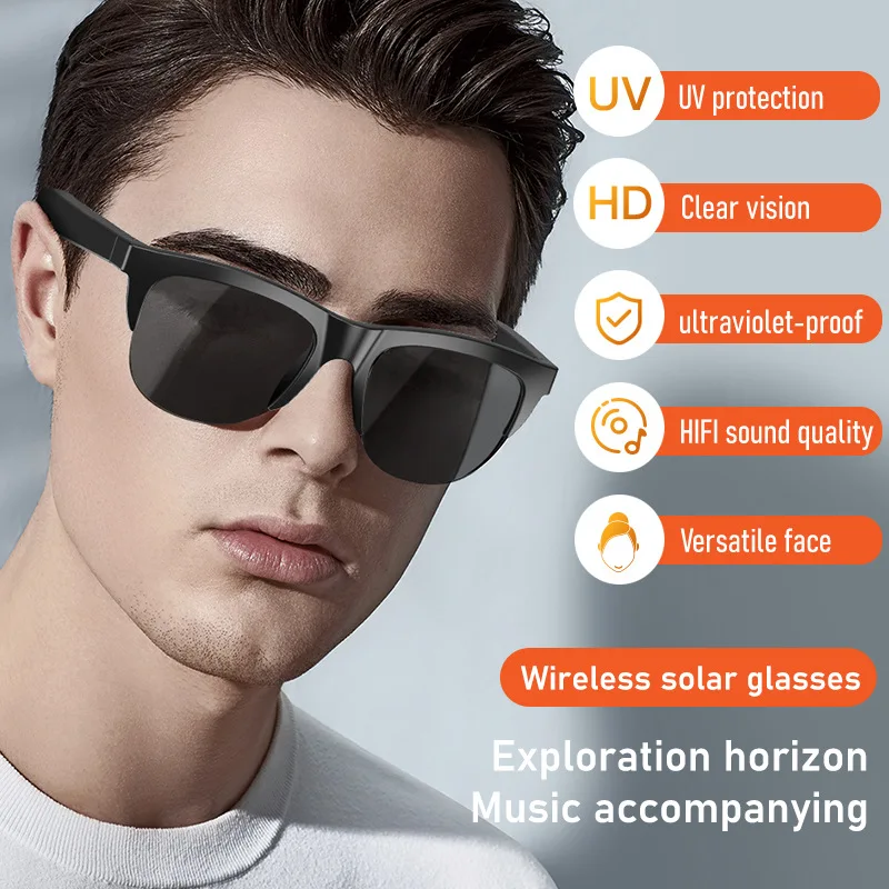 

F06 Wireless 5.3 Solar Glasses Earphone HiFi Stereo UV Protection Ultraviolet-proof 30g Intelligent Solar Glasses with Mic