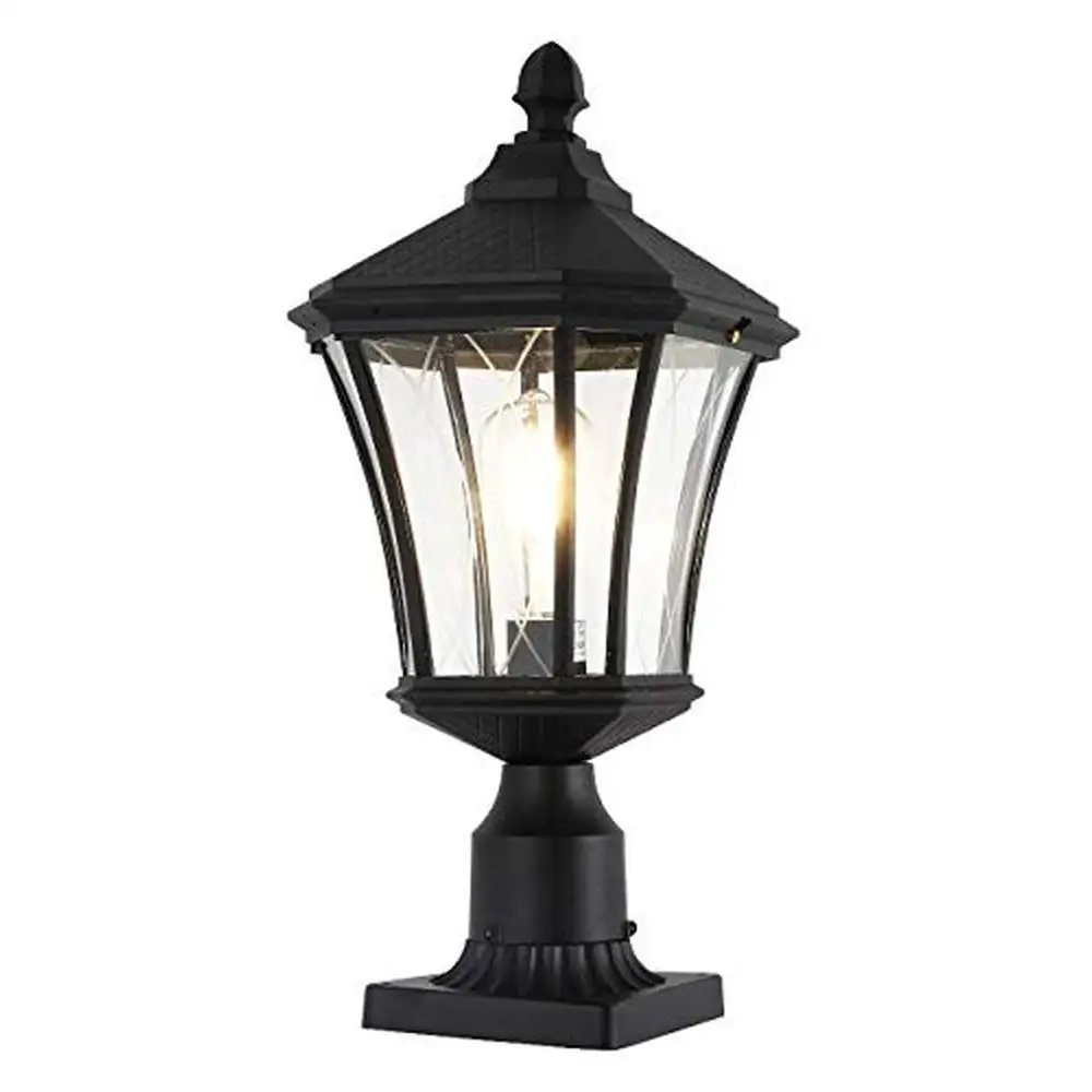 Outdoor Post Lantern 20" Exterior Coach Light Die Cast Aluminum Clear Glass Pier Mount Base Weather Resistant UL Listed Bulb