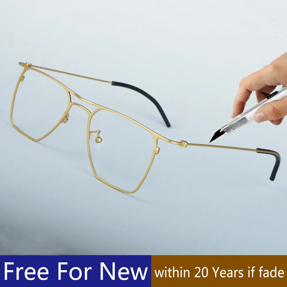 

Handmade Pure Titanium Glasses Frame Ultralight Men Women Double Beam Screwless Prescription Eyeglasses Optic Blue Light Eyewear