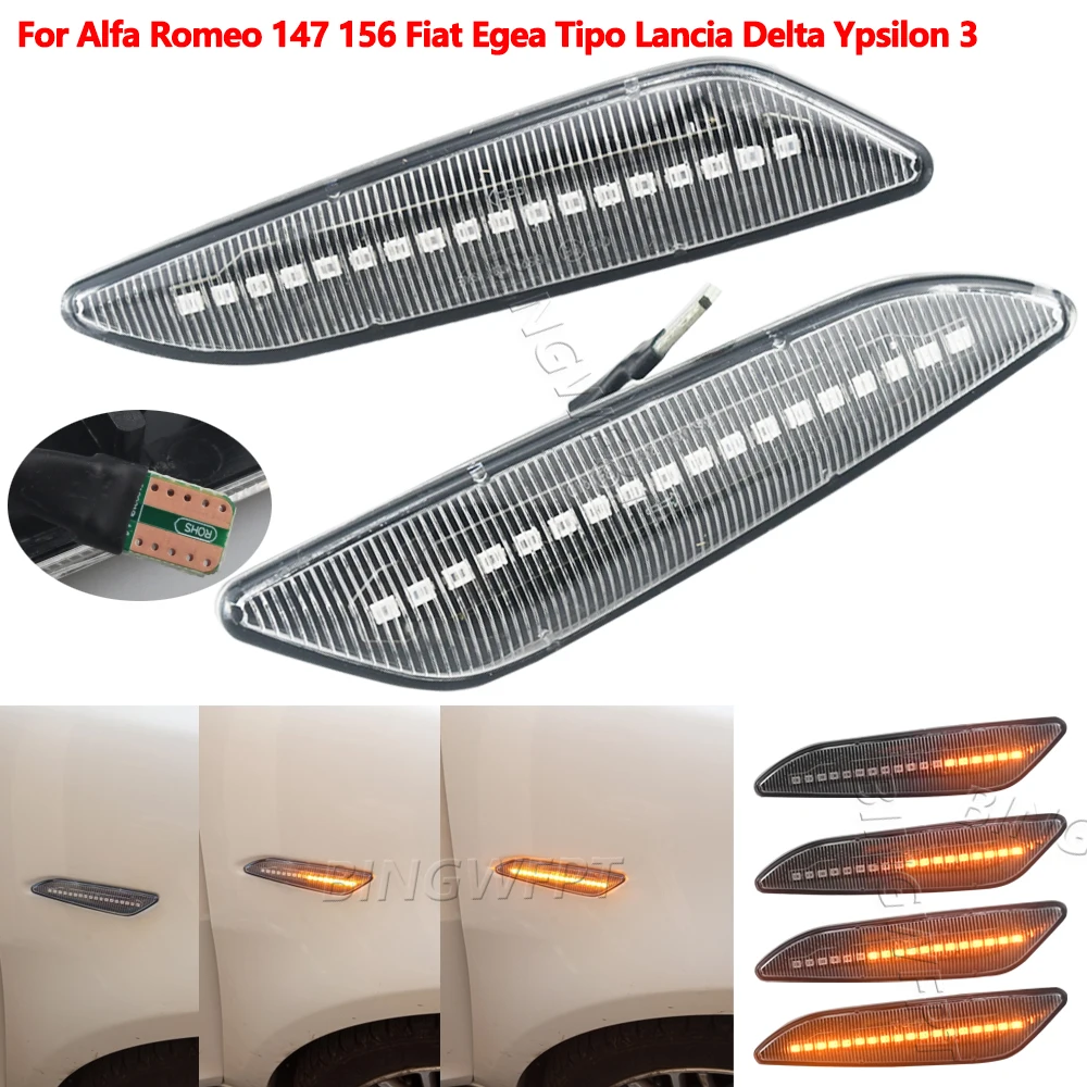 Kaufe LED Dynamische Blinker Seite Marker Blinker Lampe Zubehör Für Alfa  Romeo 147 156 Fiat Egea Tipo Lancia Delta ypsilon 3