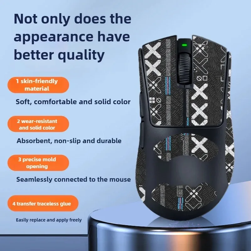 Razer Deathadder V4 Pro용 마우스 미끄럼 방지 그립 테이프 1세트 ? 눈송이 질감 폴리우레탄 0.45mm 땀 방지