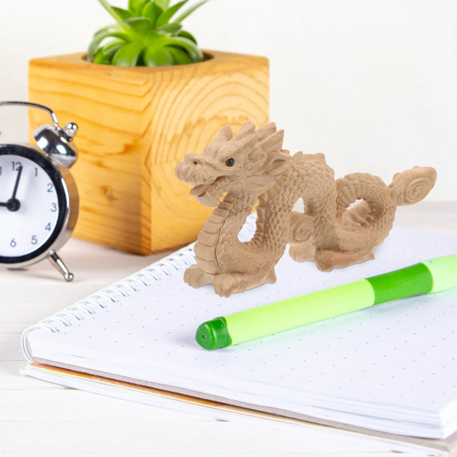 

Feng Shui Carved Natural Wood Dragon Statue Wooden Crawling Dragon Sculpture Animal Figurine