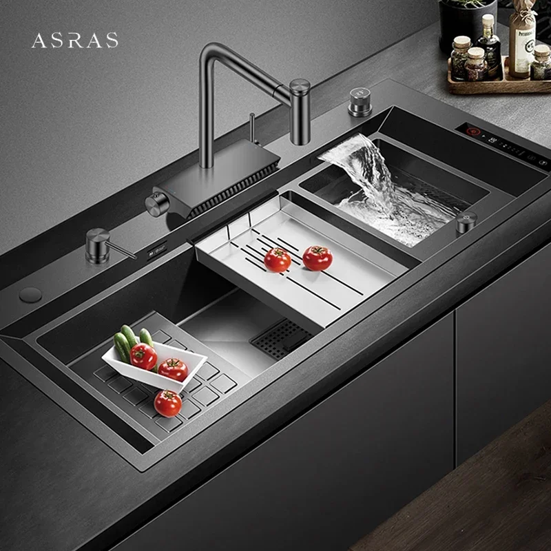 Large Size Smart Purifying Kitchen Sink Handmade Step Sink Ultrasonic Smart Purifying Kitchen Island Sinks ASRAS 11550 NJH