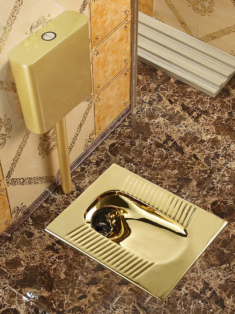 Gold Toilet Flushing Cistern Set Ceramic Toilet Anti-Blocking Deodorant Concealed Squat Toilet Potty Chair 4