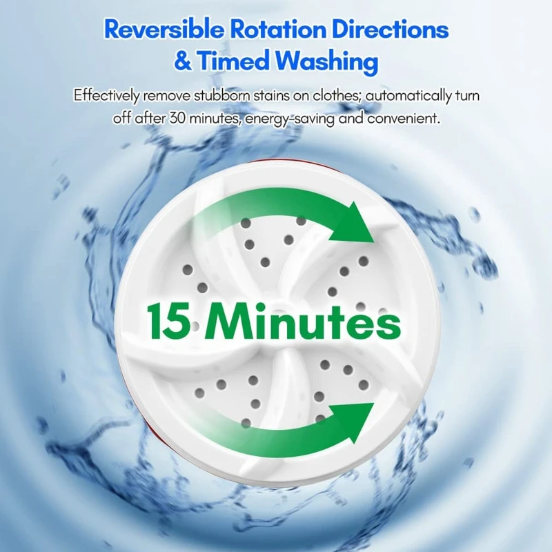 Mini Portable Washing Machine USB Charging Ultrasonic Washer Machine Fit for Laundry Bucket Basin Bathroom Sink