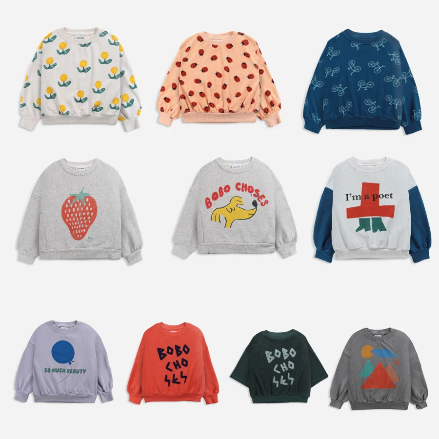 Детские свитера для девочек и мальчиков bobo 2022 Весна Цветочные буквы клубничный