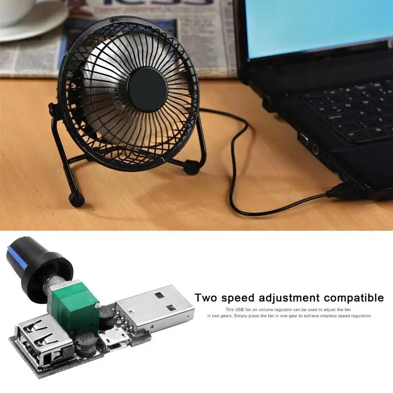 

USB Fan Speed Controller 5W Speed Control Knob Multi Gear DC 4-12V To 2.5-8V USB Fan Governor With Switch Function For USB Fans