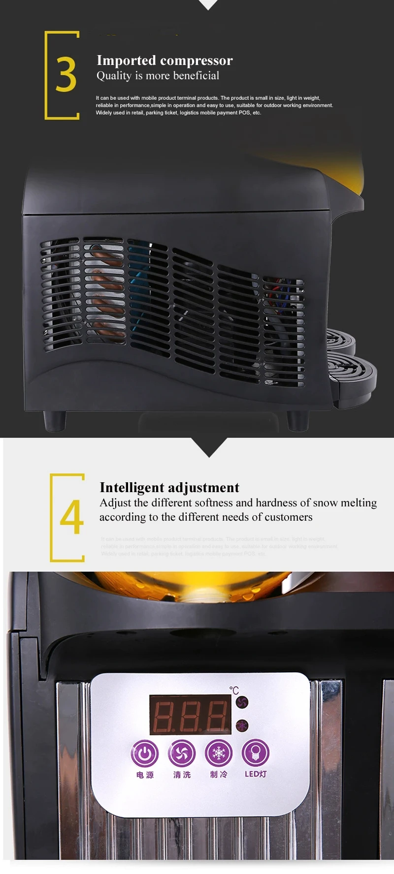 Description Picture 6 of item300W Slush Machine Double Slot Snow Melting Machine Snow Mud Ice Beverage Cold Drink Machine Double Tank Slush Ice Cream Machine