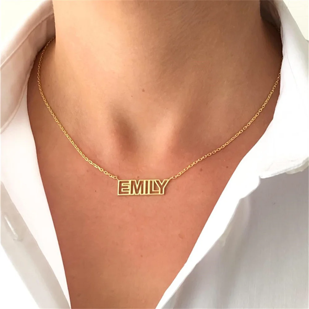 Custom Name Pendant Necklace For Women Unique Personalised Stainless Steel Silver Chain Customized Summer Jewelry Gift |