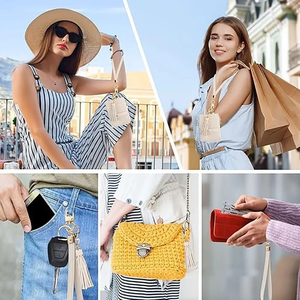 Fashion Ultra-thin Wristlet Wallets Detachable PU Leather Credit Card Holder Multi-functional Card Case