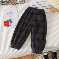 Pantalons d'été décontractés pour enfants de 1 à 6 ans, pantalons de survêtement simples à grille pour garçons, coréens, amples et fins, avec lettres rayées 4