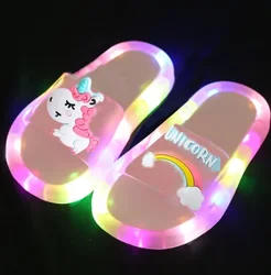 Kids' Light-Up Cartoon Unicorn Slippers - Fun & Cozy Footwear - 28-29(Insole 16.5CM) (Pink)