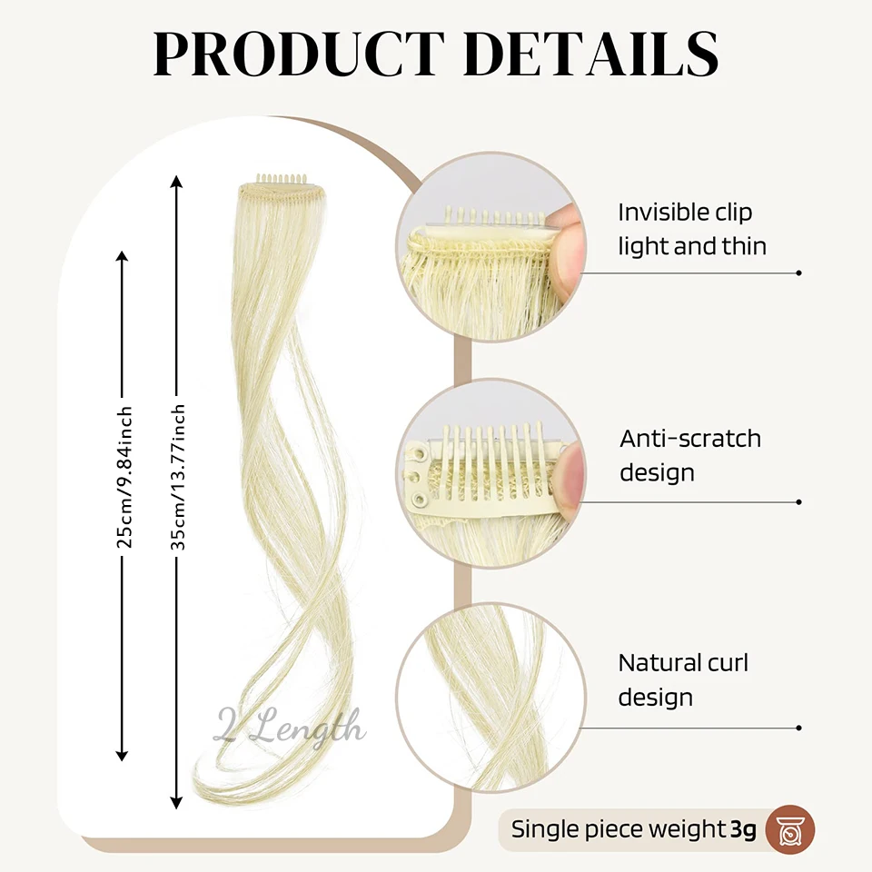 Synthetic Hair Bangs Clips for Women Long Fake Fringe