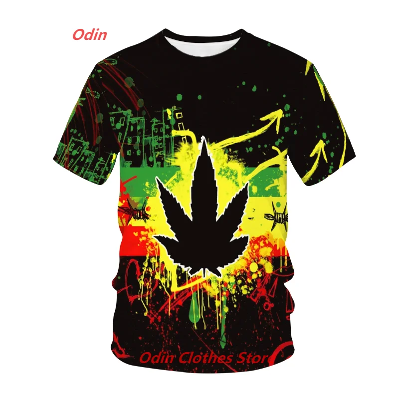 

New Summer Men's T-shirts Fashion Green Weed Leaves 3D Print Casual Style Male Tees Short Sleeve T Shirts Unisex Top Tees