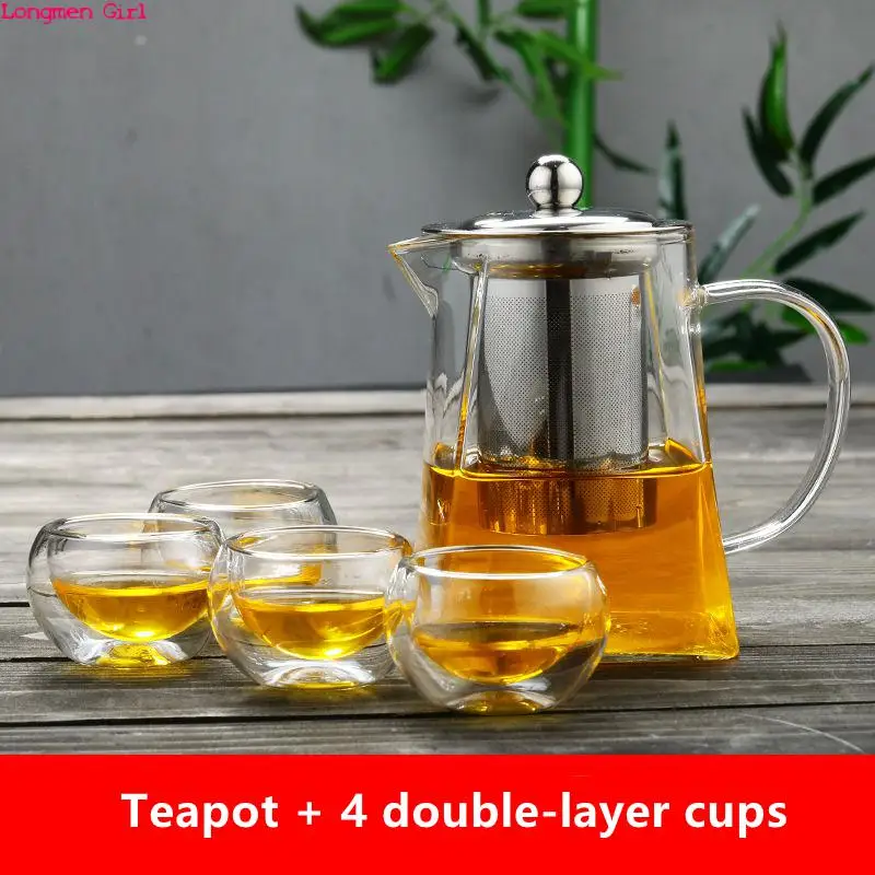 HeatResistantGlassTeapotWithStainlessSteelInfuserHeated