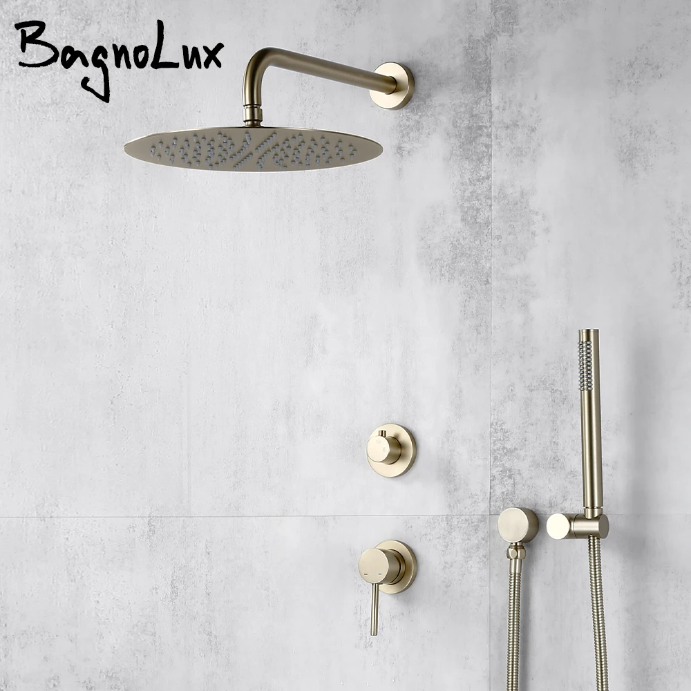 Shower Head Shower Set Shower Faucet Adapter Gunmetal Shower Faucet Embed Box Wall Mounted 8-16 Inch Rain Head Hot &Cold Shower Tap Handheld 2 Ways Ceiling Arm Bathroom Sys
