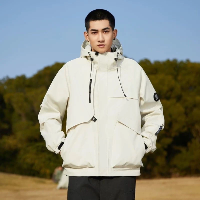 Autumn Workwear Jacket Water-Resistant Windproof Outdoor Coat for Teens Hiking Camping Fishing Durable Lightweight Utility Top