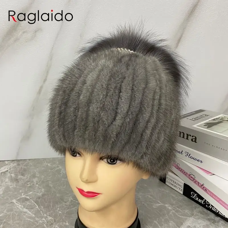 Oversized Faux Fur Beanie With Pom Elegant Faux Pearl Decor Ear