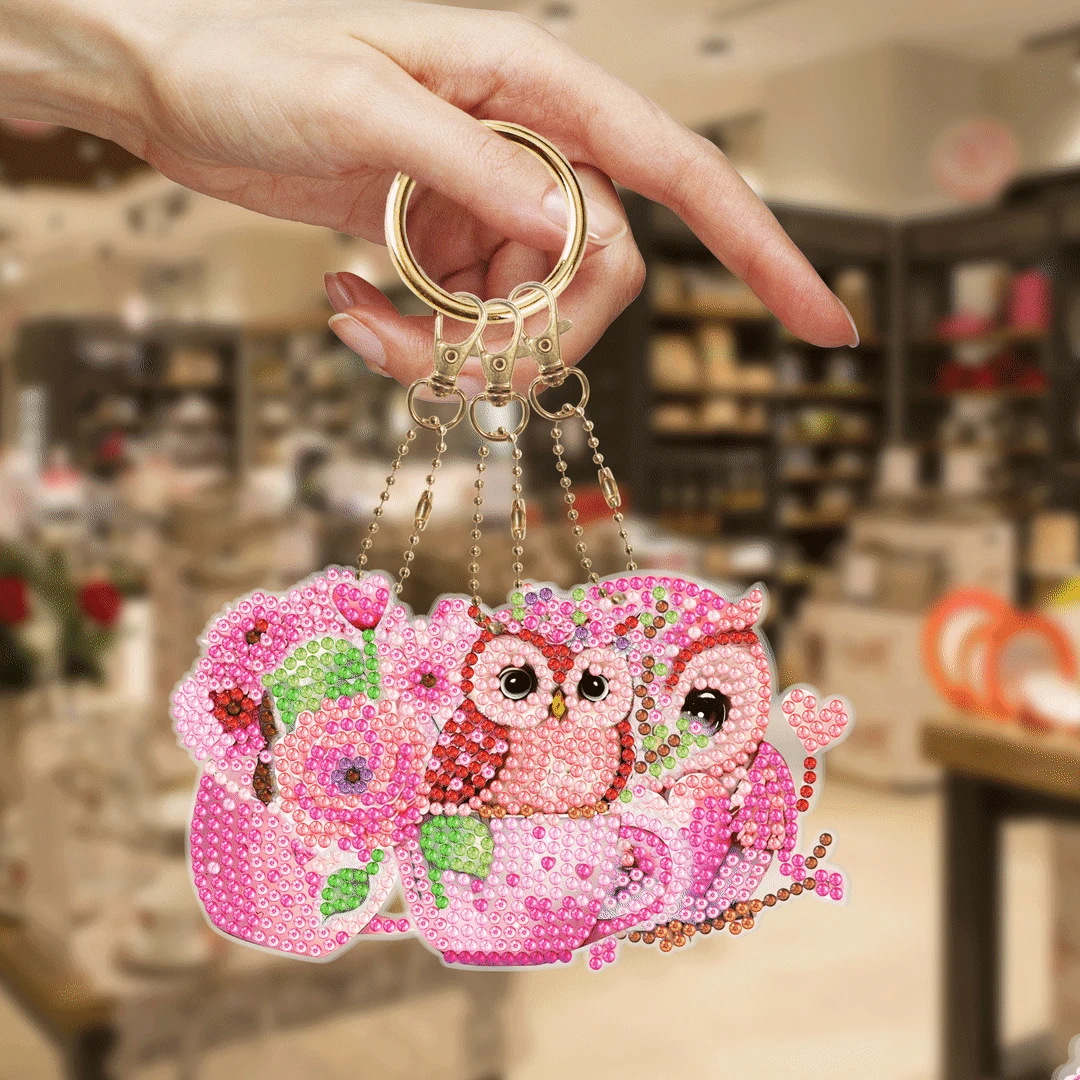 5/6Pcs DIY Diamond Painting Keychain Butterfly Owl Diamond Art