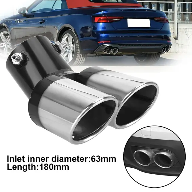 Universal Curved Double Outlet Car Exhaust Trim Muffler Pipe Tail Car Decoration Chrome Tail Pipe Stainless Steel Car Styling