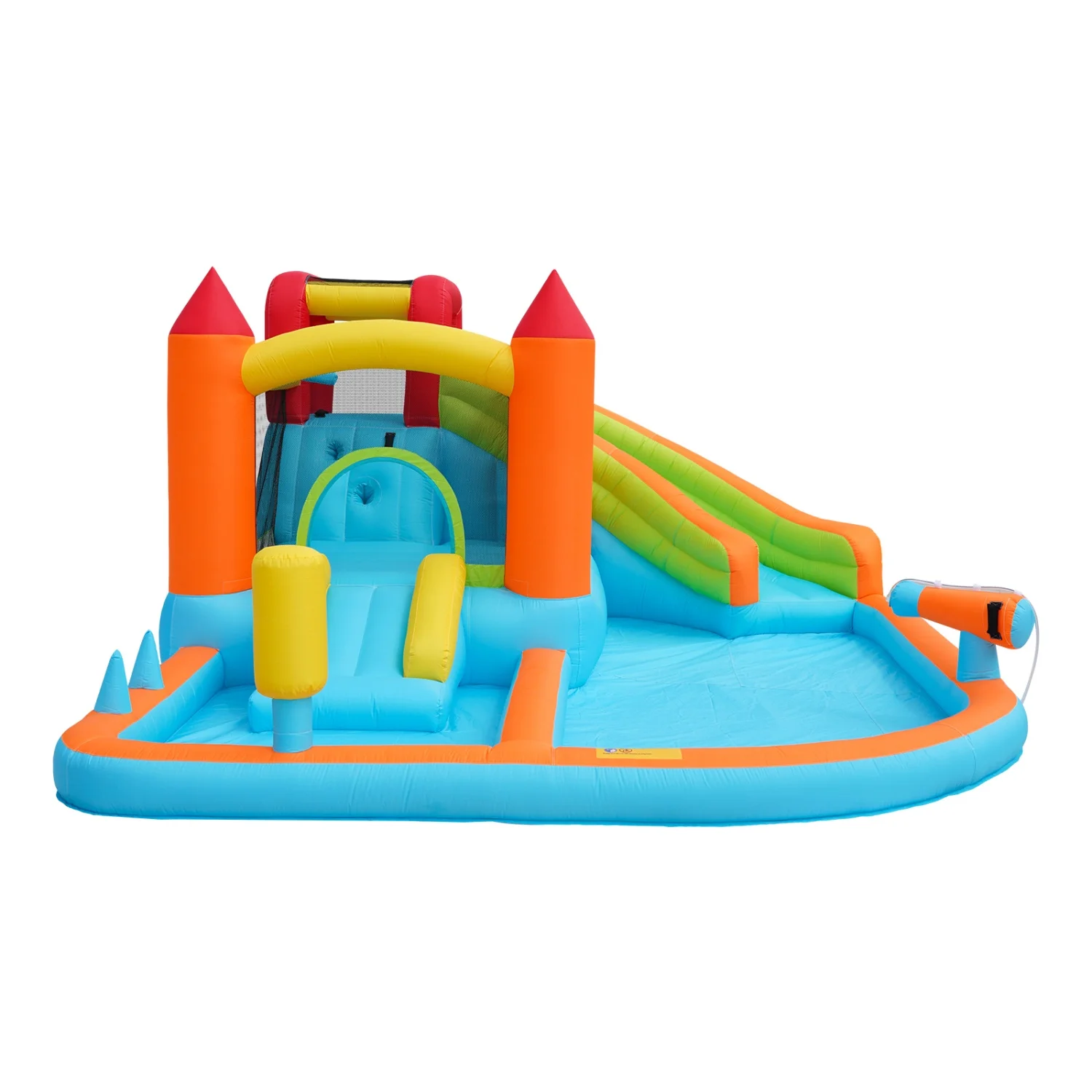 6-in-1-Multifunktions-Hüpfburg für Kinder im Freien mit Gebläse, Wasserrutsche, Trampolin, Basketballkorb, Wasserpistole, 2 Poolbereiche – Detail 16