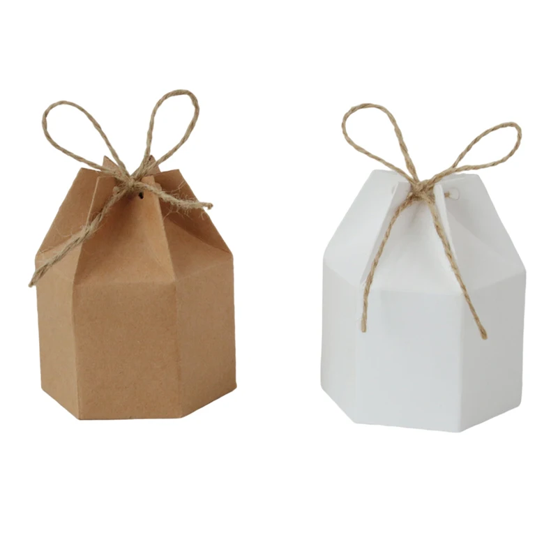 20/50 stücke Kraft Papier Paket Karton Candy Box Laterne Hexagon Gunsten Und Geschenk Box Geburtstag Hochzeit Weihnachten Party dekoration