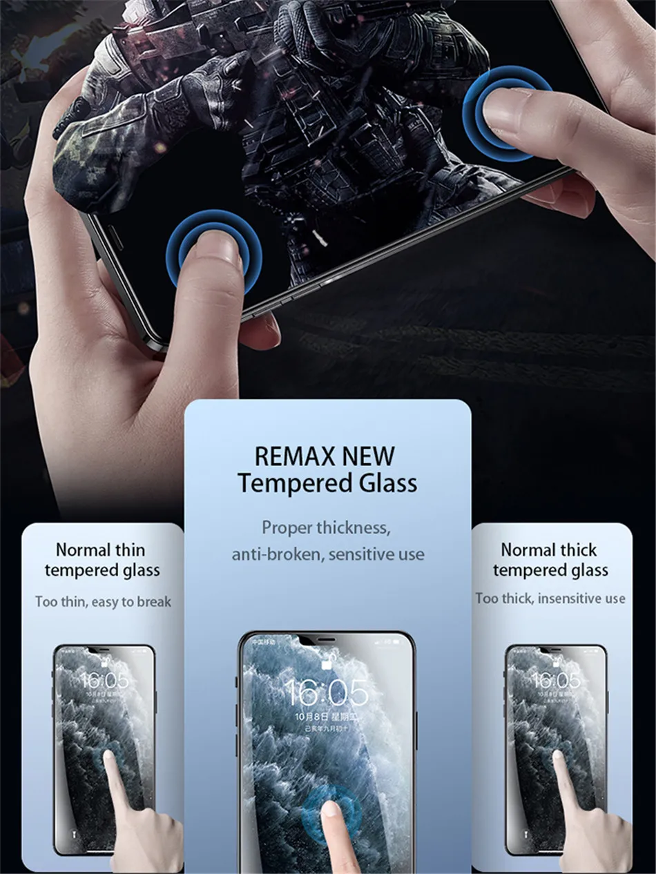 Защитное стекло Remax 9D для iPhone 15/14/13/12/11 с полным покрытием экрана