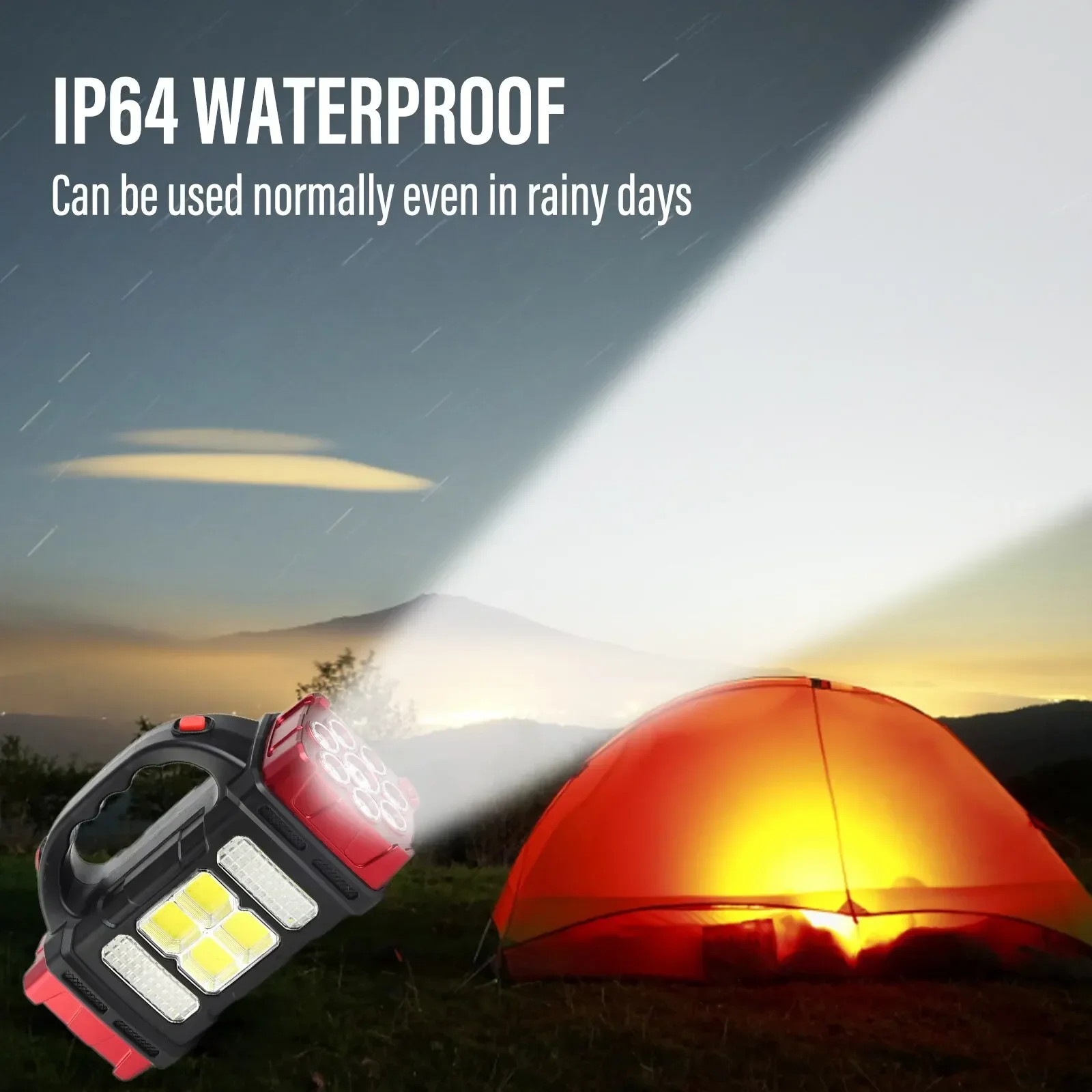 Solar Rechargeable High-Power LED Waterproof Camping Torch