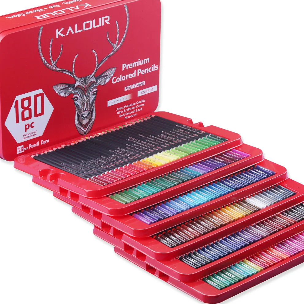 

Kalour Colored Pencil 180Pcs Professinal Oily Colored Lead Tin Box Colored Graffiti Drawing Pencil Set For School Art Supplies