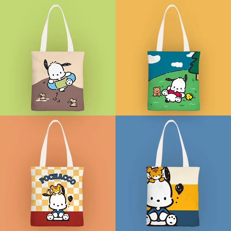

Kawaii Pochacco Canvas Bag Cartoon Ins Large Capacity Storage One Shoulder Simple Student Class Bag Christmas Gift for Friends