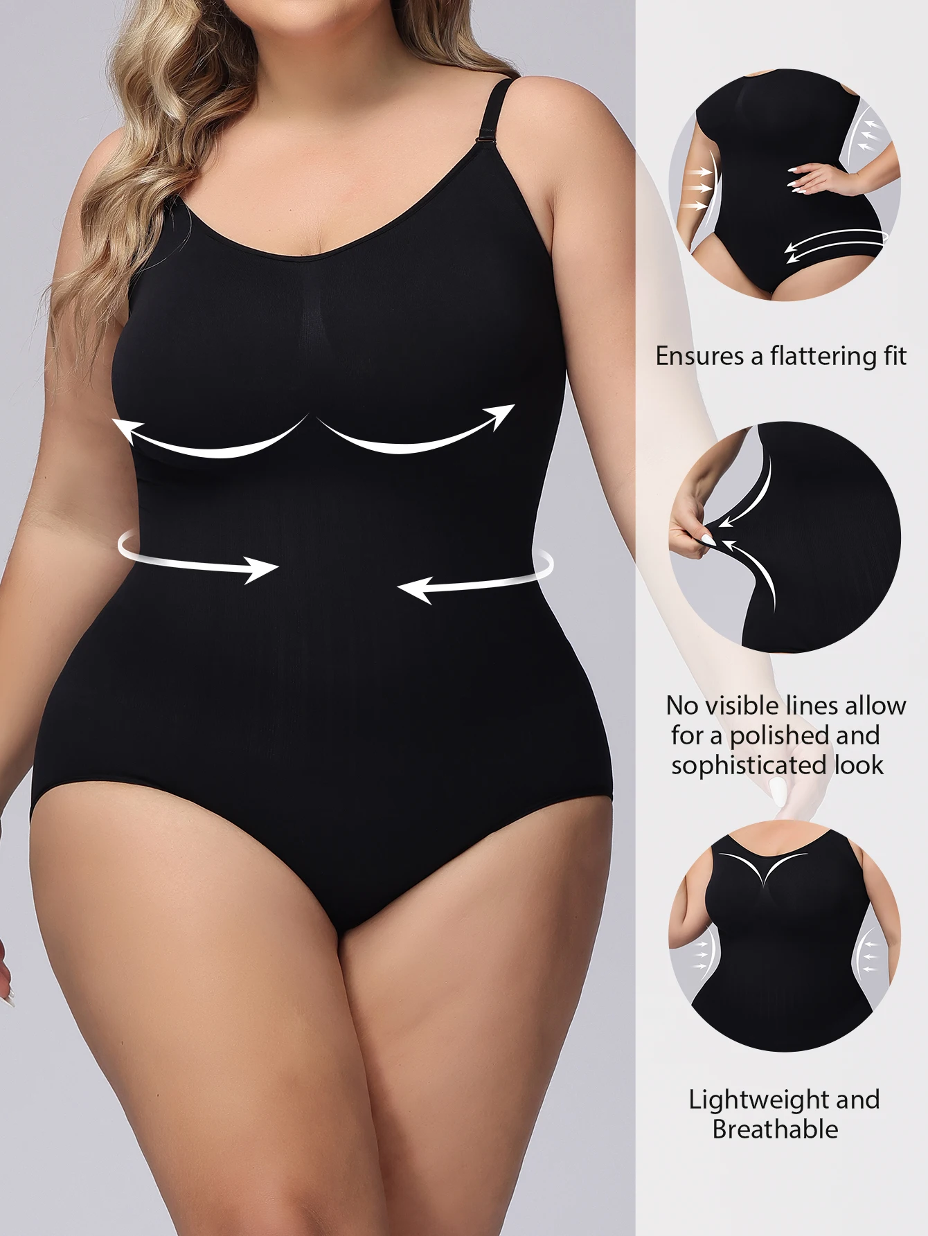 Women’s seamless plus-size underwear hip lift, belly tuck, waist strap sexy one-piece shapewear Best Sellers In Plus Sized Clothing