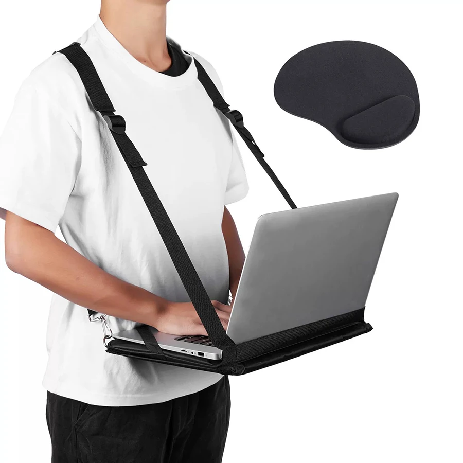 Borsa per laptop indossabile con tracolla e tasca portaoggetti, borsa portatile per computer portatile con organizer per cavi, per viaggi e lavoro - immagine 4