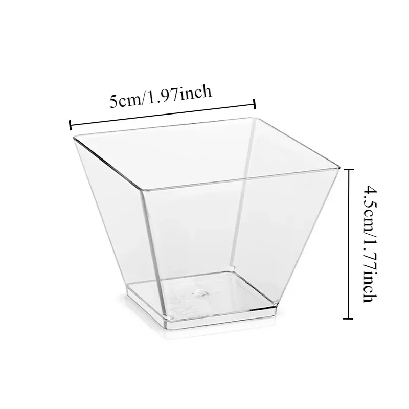 Plastic Dessert Cups Trapezoid Disposable transparent 50PCS for Tasting Party Sauce Jelly Container plastic cups,dessert cups,plastic dessert cups