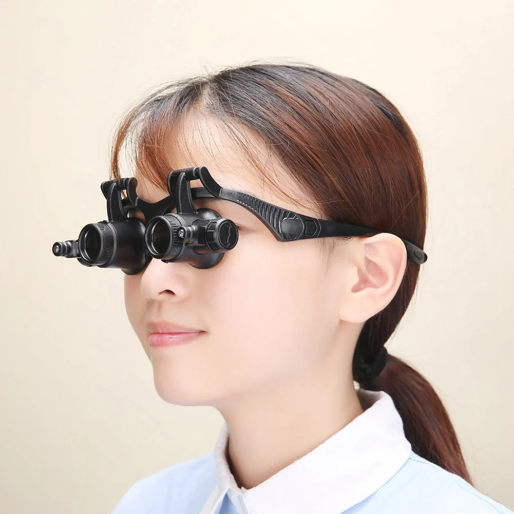Headband Magnifier 25x Eyewear Loupe Repair Third Hand Helmet Magnifying LED Magnifying Head Wearing Magnifier Glasses Loupes For Reading