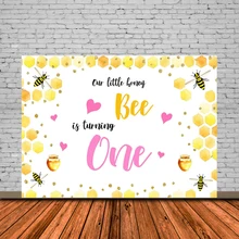 

Bee Backdrop 1st Birthday Party Decorations Honeycomb Theme Wall Decor Photography Background Banner Bee 1st Birthday Decoration