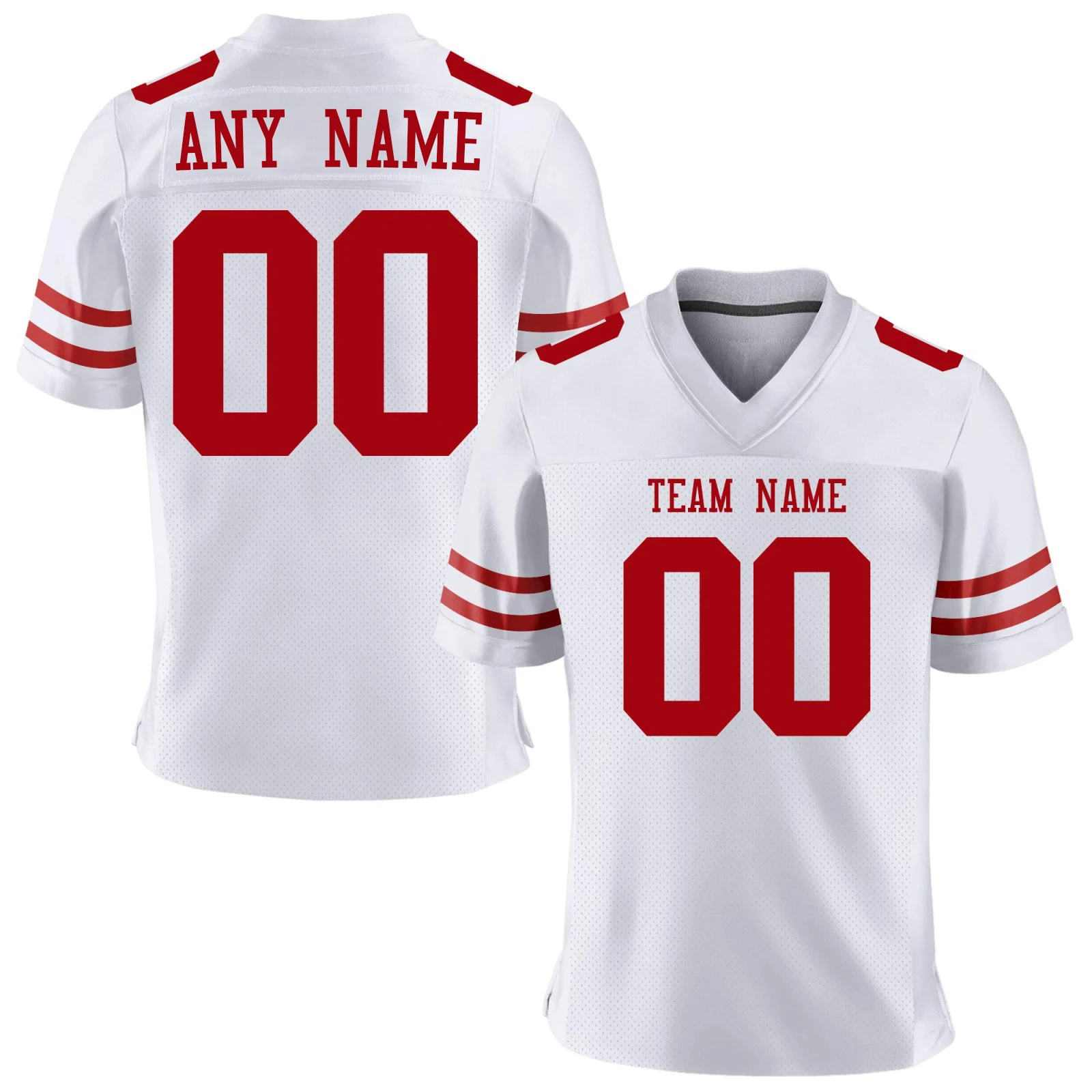 Custom American Football Jersey, Personalized Red Jersey Shirt with Printed Team Name Number, Football Top for Men Women Youth view 3