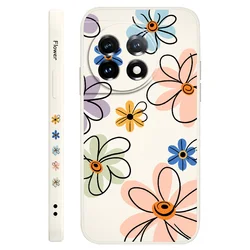 Hoop Flower Liquid Silicone Phone Case Cover for OnePlus 9 Pro (White)