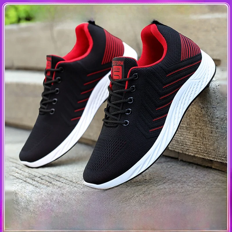 Men's Running Shoes Breathable Soft Bottom Mesh up Sneakers Comfortable Large Size Fashionable Sports Footwear