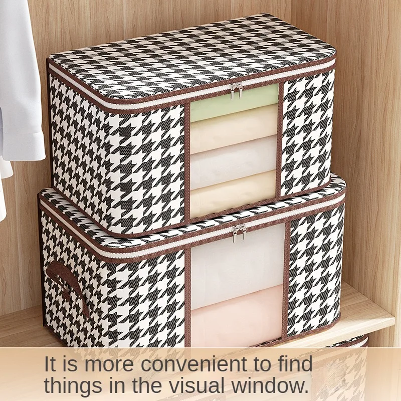 50/75L Large Capacity Clothes Quilt Storage Bag Non-woven Fabric Closet Organizer Dust-proof Moisture-proof Household Packaging 2