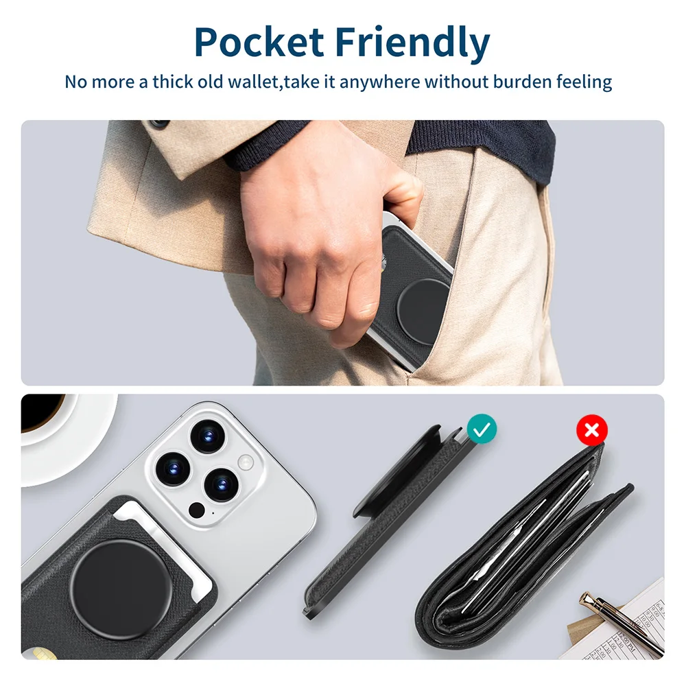 Deluxe Universal Leather Magnetic Wallet Card Holder