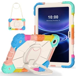 Enhanced Heavy Duty Armor Tablet Case with 360° Rotatable Stand and Shoulder Strap for Redmi Pad 2 9.7inch (Colorful blue)