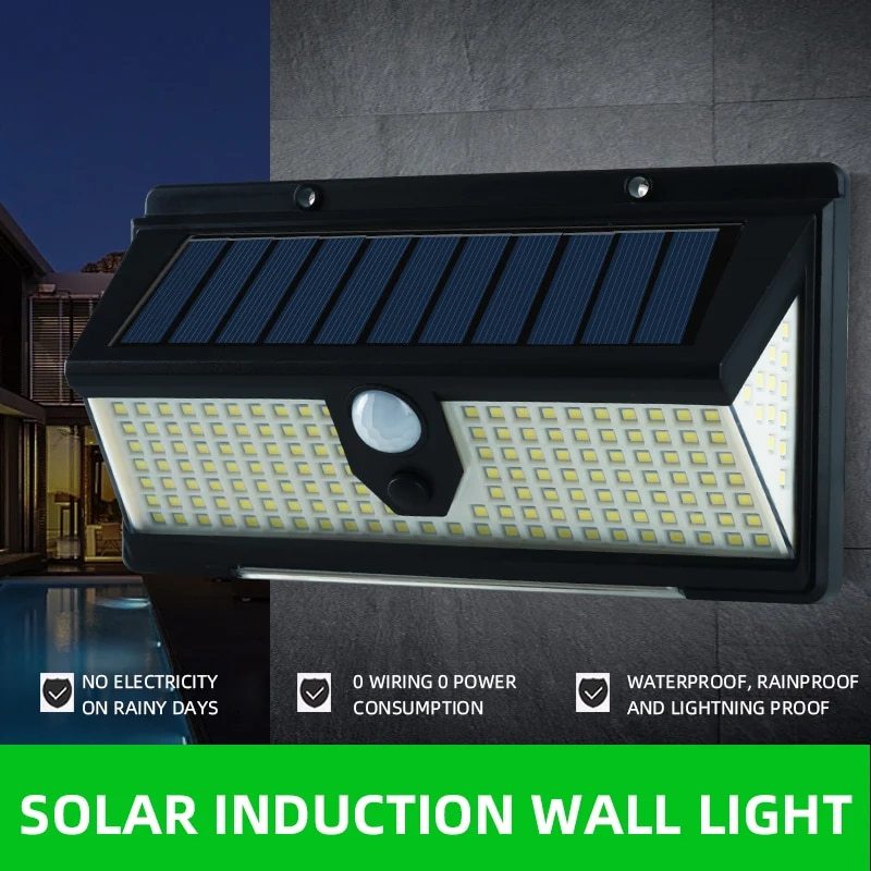 New 190 Light Red and Blue Warning Light Solar Wall Light Human Sensor Light Waterproof Garden Light Outdoor Light