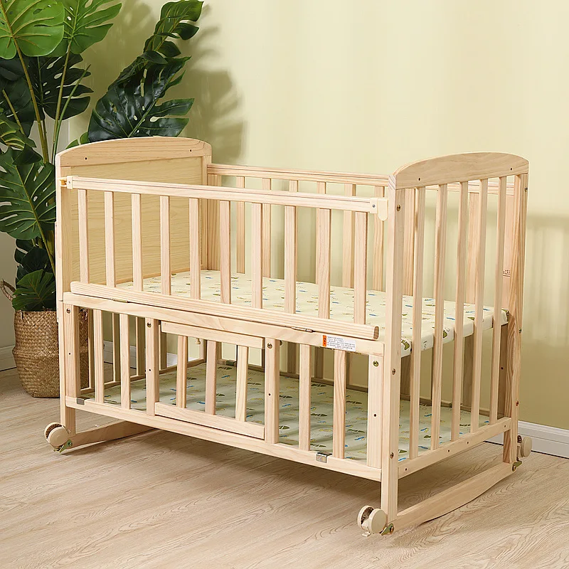 Solid wood crib, multifunctional baby bed, children's bed, cradle mosquito net, support one piece