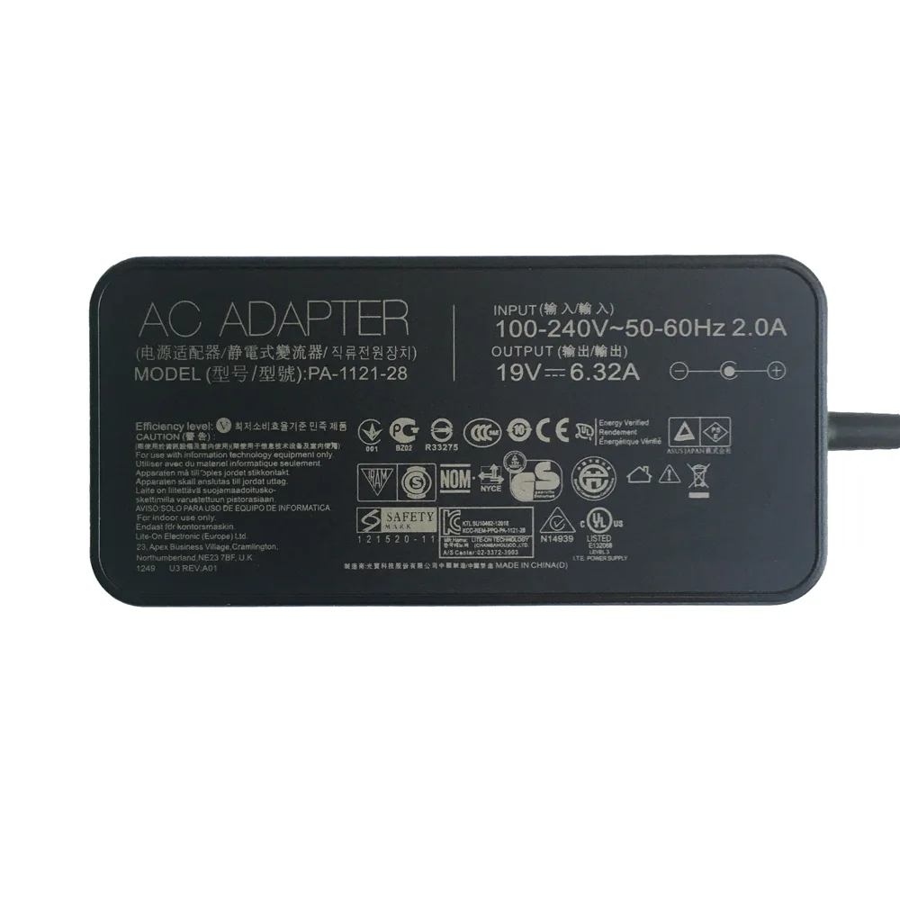 Asus UX550GE UX550GD UX550G UX550VE UX550VD Ac 전원 코드 어댑터 공급 장치 19V 6.32A 4.5x3.0mm 용 기존 120W 노트북 충전기